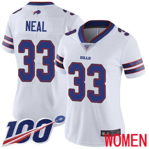 Women Buffalo Bills 33 Siran Neal White Vapor Untouchable Limited Player 100th Season NFL Jersey